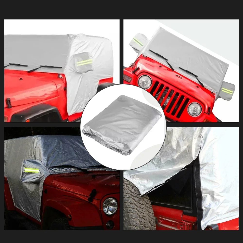 

Автомобильный получехол с застежкой-молнией, автомобильный солнцезащитный козырек от дождя, ветрозащитный, пылезащитный, устойчивый к царапинам чехол для Jeep Wrangler TJ, 2-дверный 1997-2006 гг.