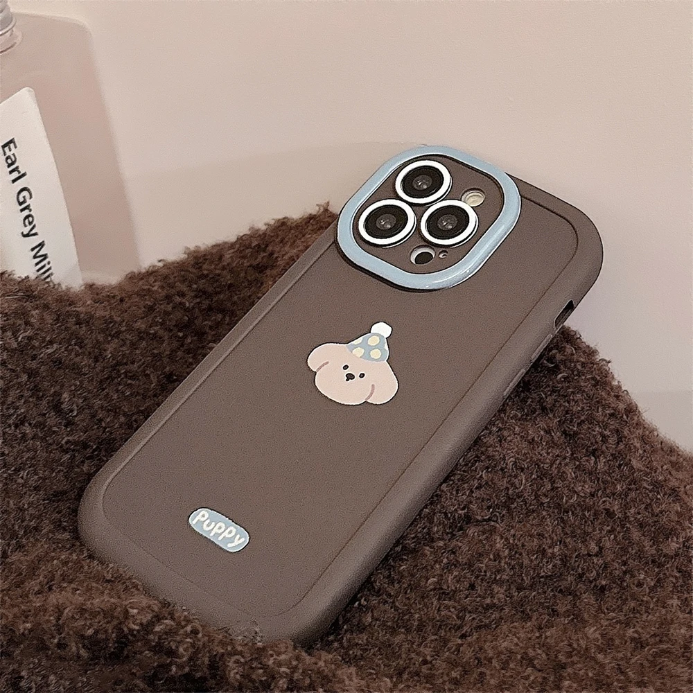 INS Super Cute Cartoon Earphone Hat Dog Case for iPhone 15 14 13 Pro Max 12 Pro Plus 11 8 7 Shockproof SiliconeCover image 6