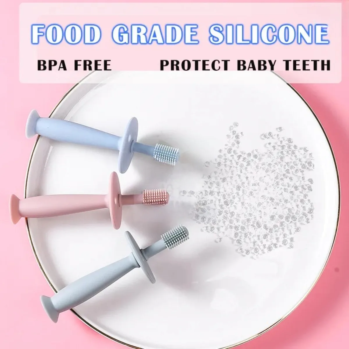فرشاة أسنان من السيليكون الصالح للأكل للأطفال ، شعيرات ناعمة ، أسنان نظيفة ، دوران درجة ، أدوات تنظيف الأطفال ، هدية تدريب لطيفة ، 1: 1000 #2