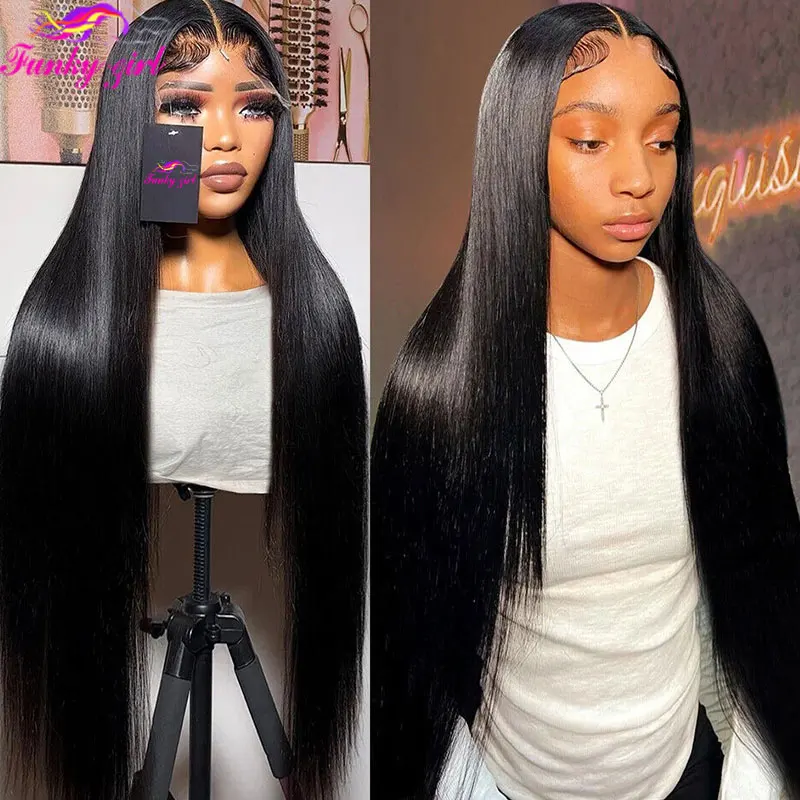 

Natural Straight 100% Human Hair lace Frontal Wigs For Women Brazilian Remy Hair With 34 Inch Lace Front Wig Bone Straight Wigs