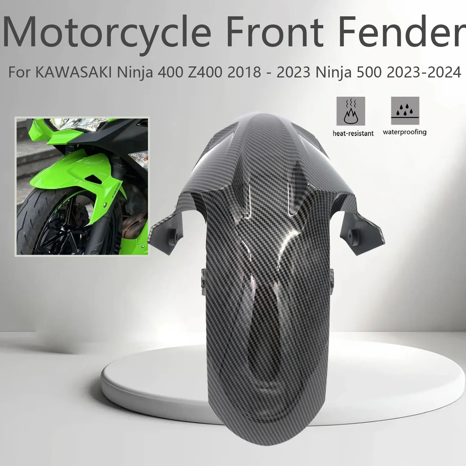 

Motorcycle Accessories Front Fender Fairings For KAWASAKI Ninja 400 Z400 2018-2022 Ninja500 Z500 2023-2025 ABS Carbon Fiber