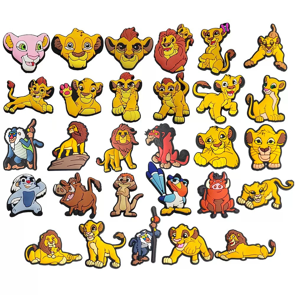 15/19/100 pièces Breloques pour chaussures Roi Lion Simba, Décorations pour claquettes, sabots et sandales, Accessoires de chaussures, Boucles pour cadeaux d'amis