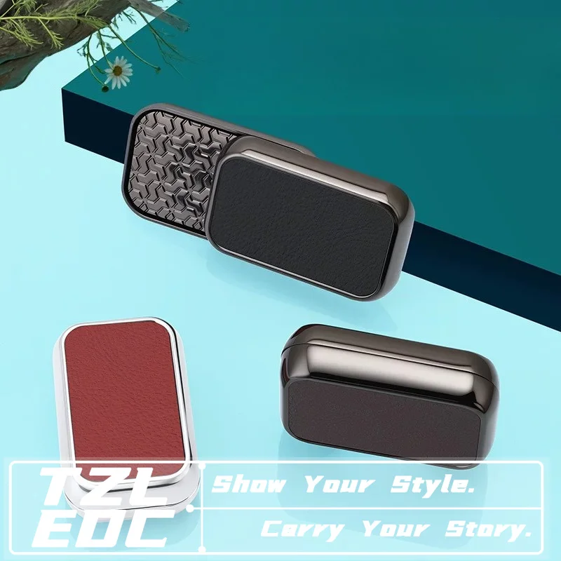 New Premium Leather Metal EDC Fidget Slider 360° Rotatable Click Push Box Stress Relief Hand Play Fidget Gadget for Adults