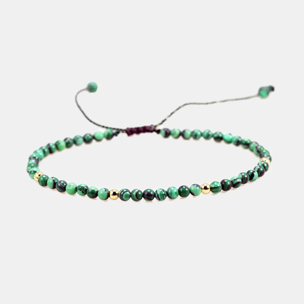 Natural Stone Beaded Bracelets for Women Malachite Adjustable Beads Jewelry Luck Rope Chain Bracelet Jewelry