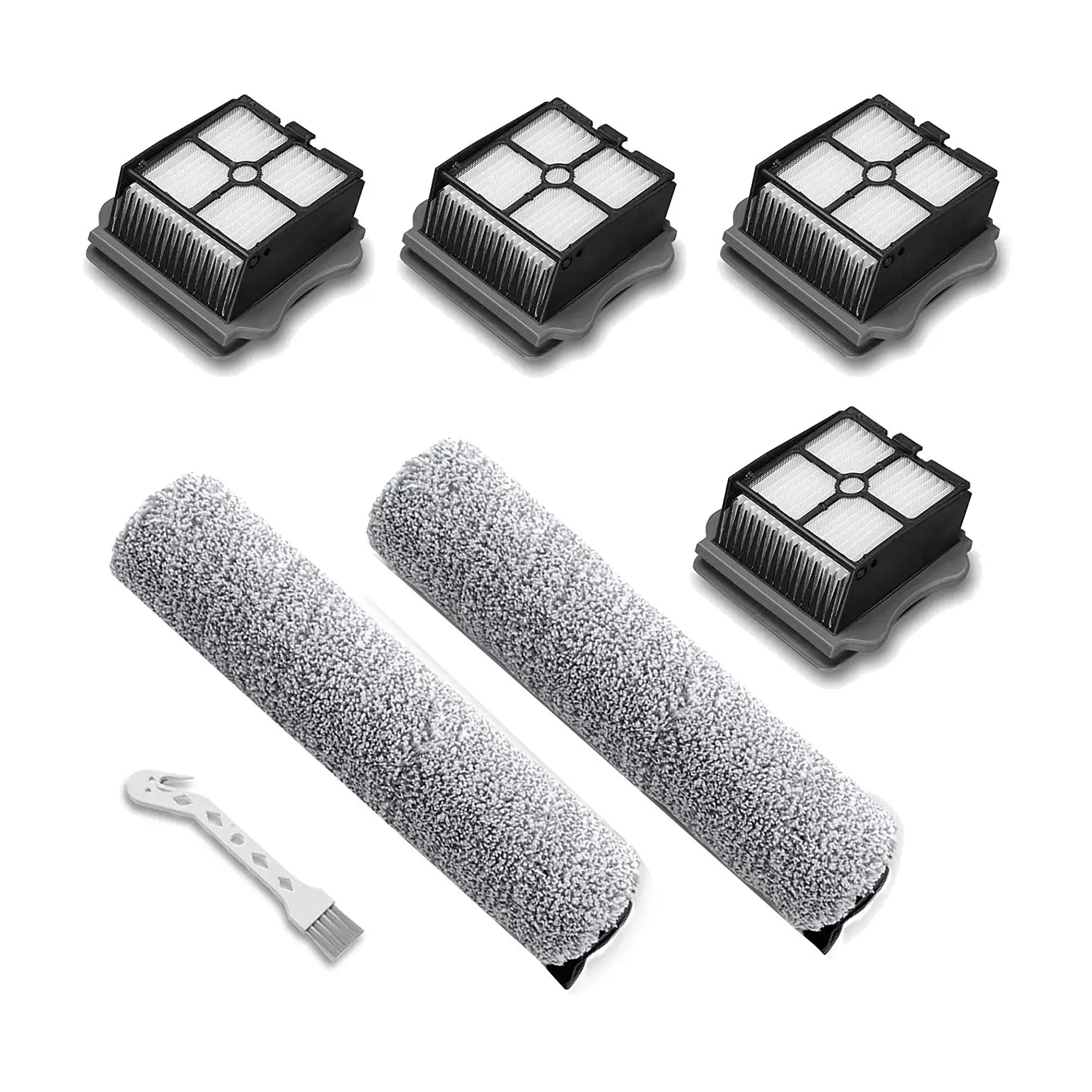 Peças de reposição sem fio aspirador, Tineco IFloor 3, Piso Um S3, Rolos Escova 2 Pack, 4 Pack Filtros a Vácuo