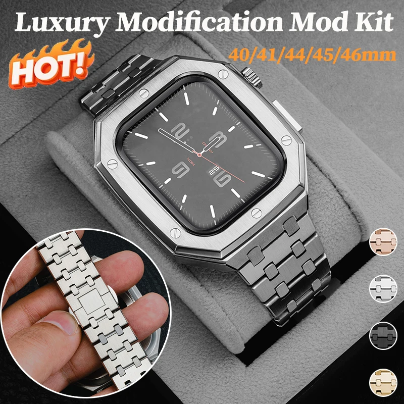 

Luxury Modification Mod Kit for Apple Watch 11 10 9 8 7 46mm 45 41mm Metal Bezel Frame for iwatch 6 5 4 3 SE 44 40mm Accessories