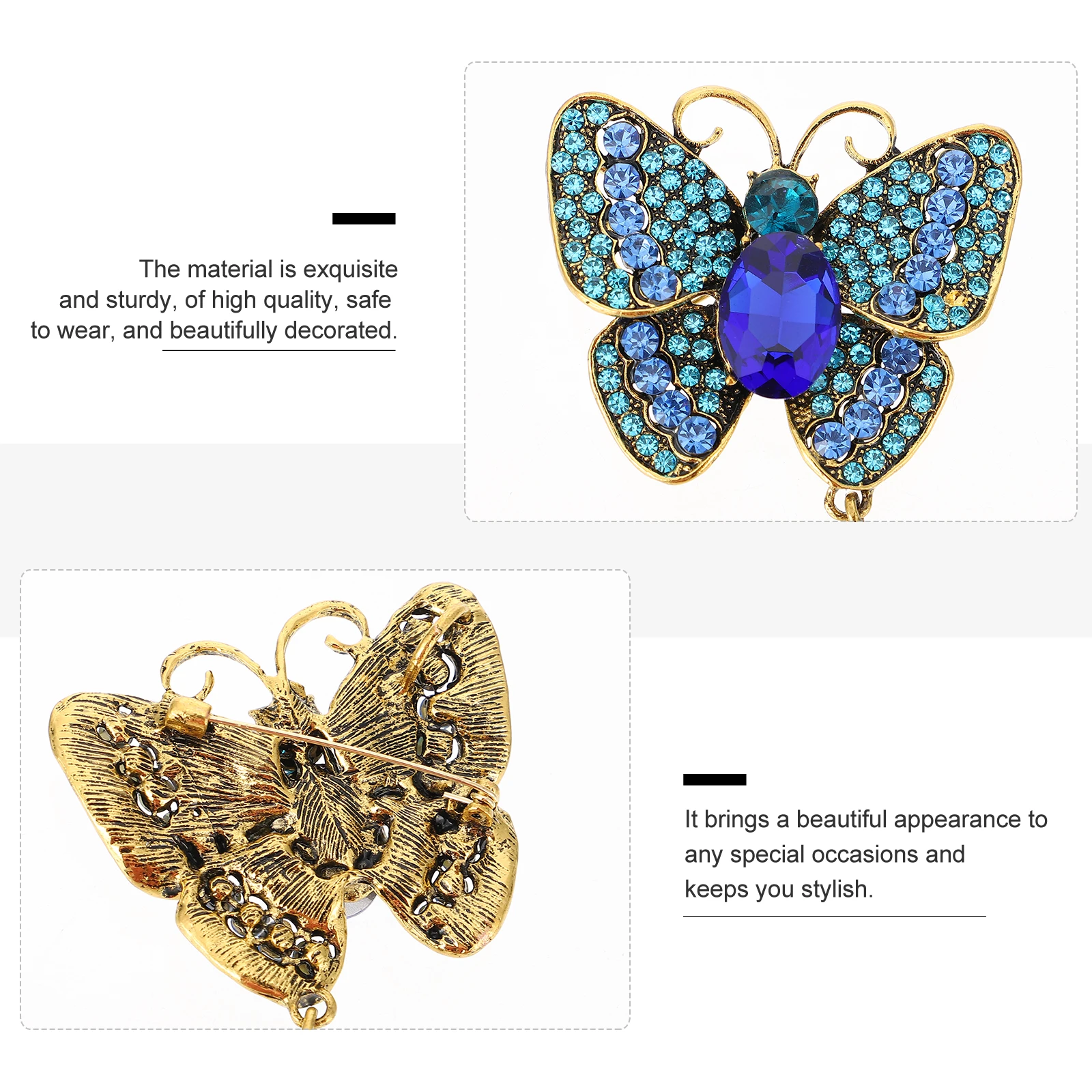 

Elegant Vintage Brooch Rhinestone Butterflies Decorative Corsage Female Breastpin Clothing naments Gifts for Dresses Bags