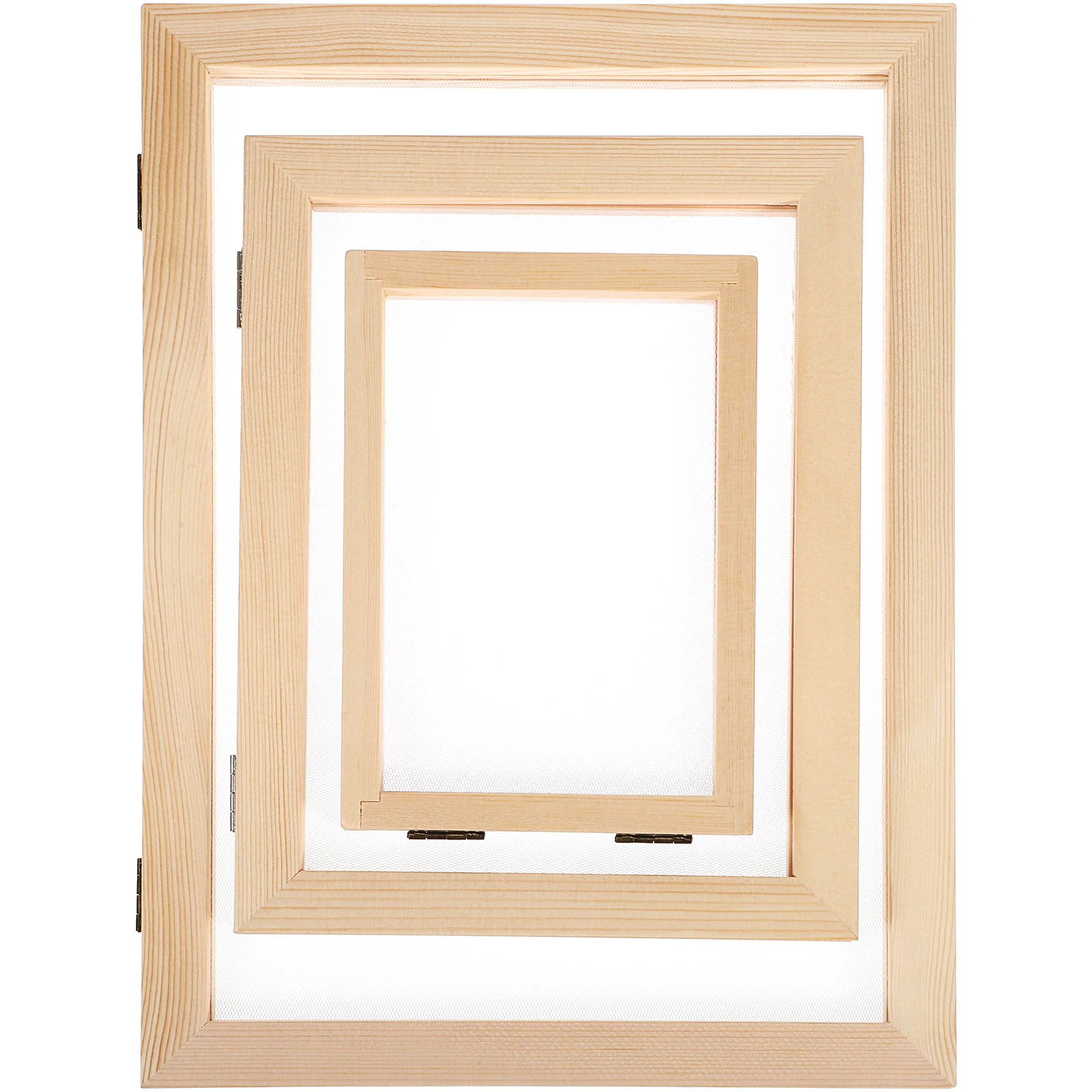 3 Pcs DIY Paper Crafts Double Layer Frame Mould and Deckle for Making Screen Printing Screens Mold Office