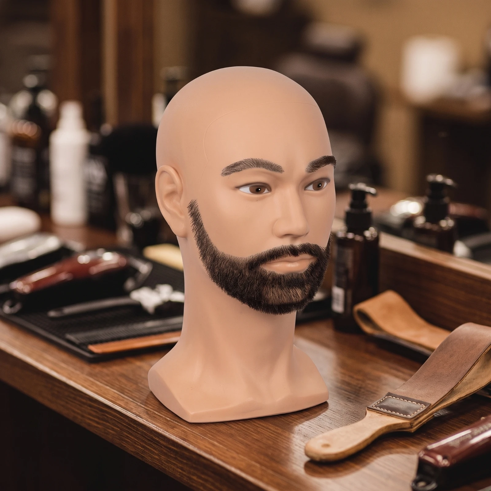 Male Mannequin Head Realistic Bald Mannequin Head Adult Size Cosmetology for Barbers, Barbershops, Salons