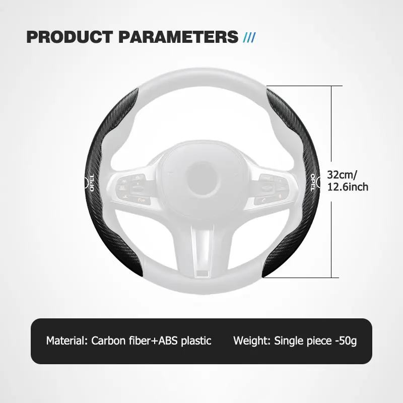 Carbon Filber Car Steering Wheel Cover Suitable for 12.6 Inches For Opel Astra H G J Insignia Corsa Zafira Meriva Mokka - view 6