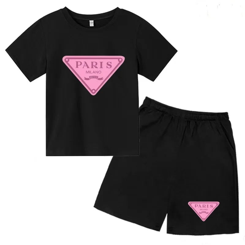 

Children T-shirt+Shorts 2P Summer Clothing Fashion Letter Print Boy Girl Toddler 3-12Yrs Sports Short-Sleeved Casual Fashion Set
