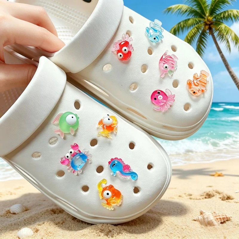 10 Cute Two-Color Ocean Series Shoe Decoration DIY Creation Casual Accessories - Fun, Multi-Functional Personalized Footwear Sty