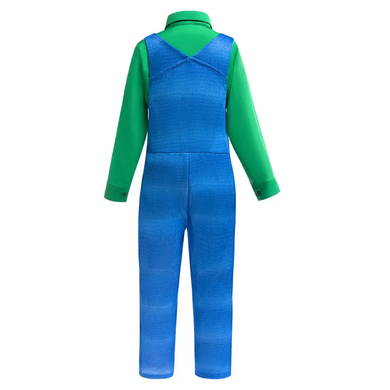 Top qualidade crianças funy super jogo cosplay bros camisa macacão chapéu barba luvas traje meninos fantasia festa outfit