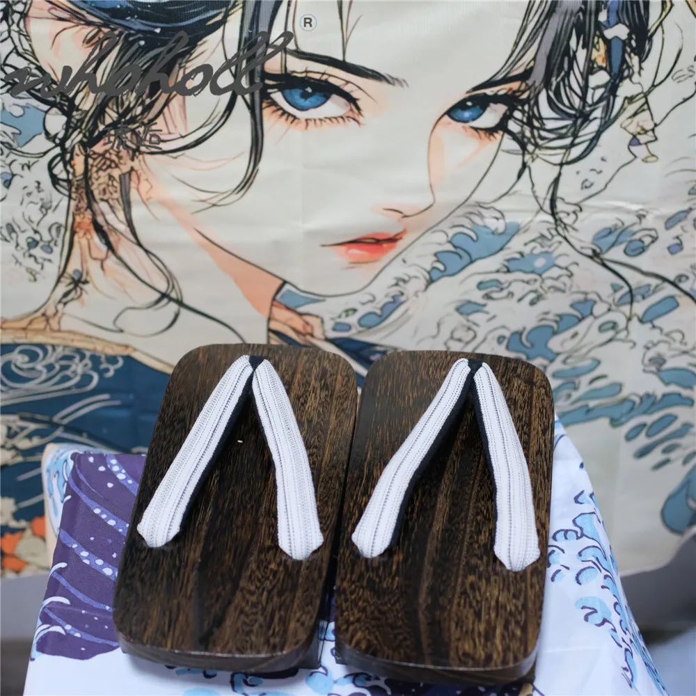 Unisex Japanese Wooden Geta Summer Man Women Slippers Two-teeth Thick Platform Cosplay Costumes Shoes Flip Flops Clogs Sandals