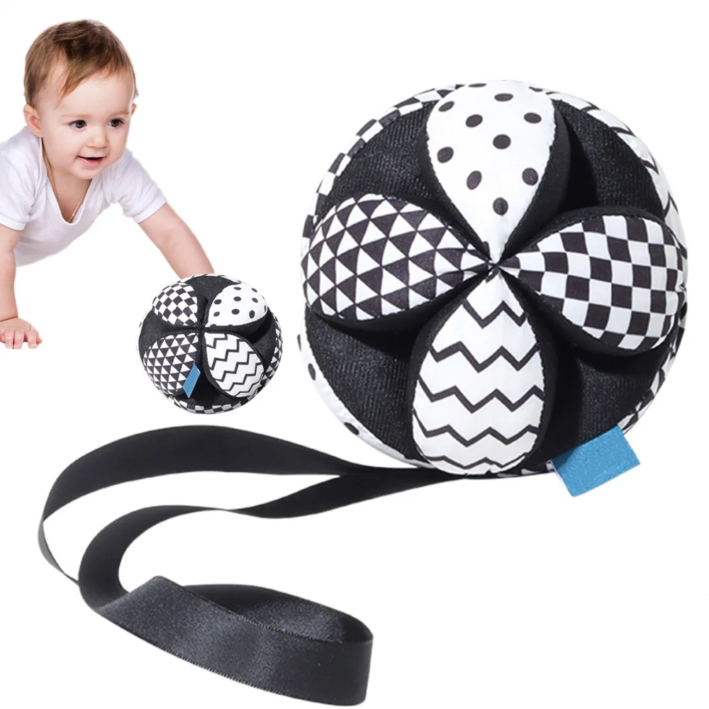 

Clutch Ball for Toddler Black & White Baby Sensory Clutch Ball with Rattle Infant Visual Stimulation Motor Skill Development Toy