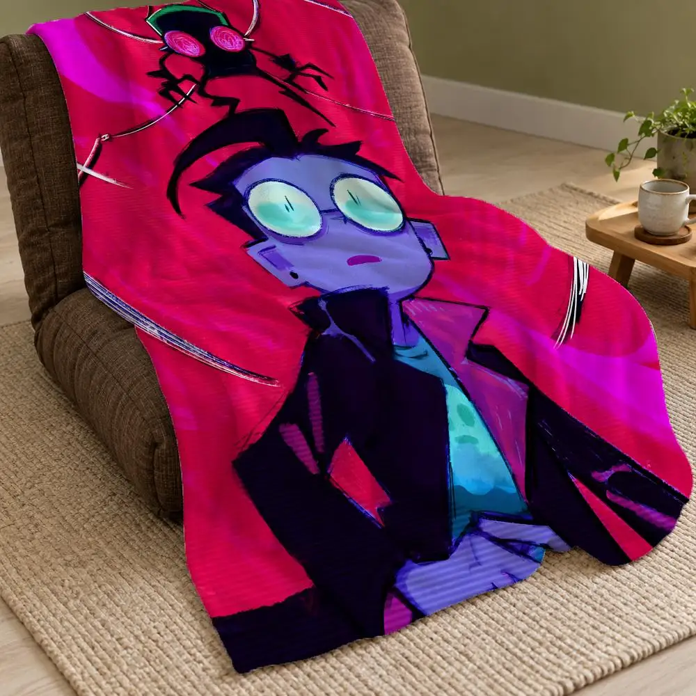 Animation Invader ZIM Throw Double Sided Flannel Throw Blanket Soft Warm Washable Home Decor