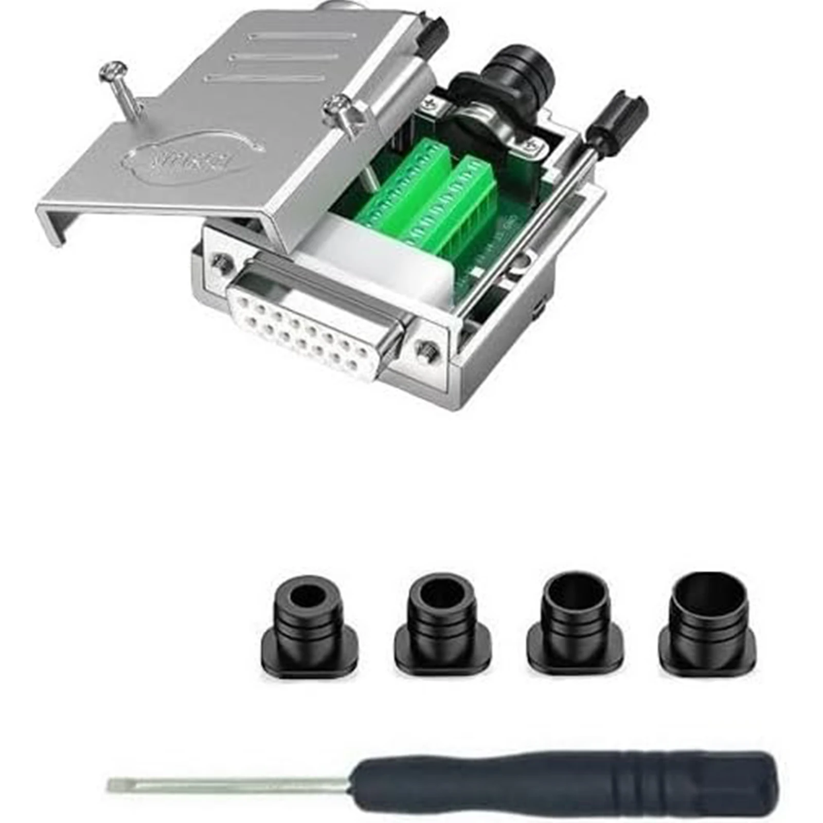 2PCS DB15 Male& Female Solderless Type Shielded Metal Hood Solderless Breakout Connector RS232 D-SUB Serial Adapter