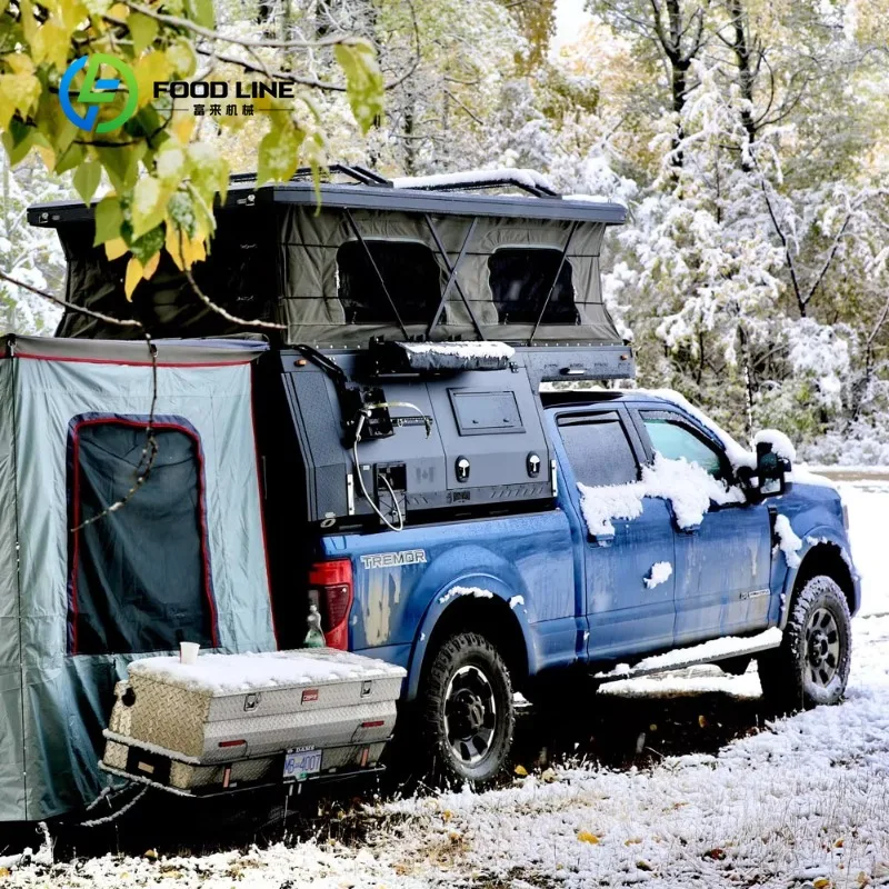 Customized Expedition Truck Camper Box With Pop Up Roof And Side Mounted Awning For Camping Bulk Order