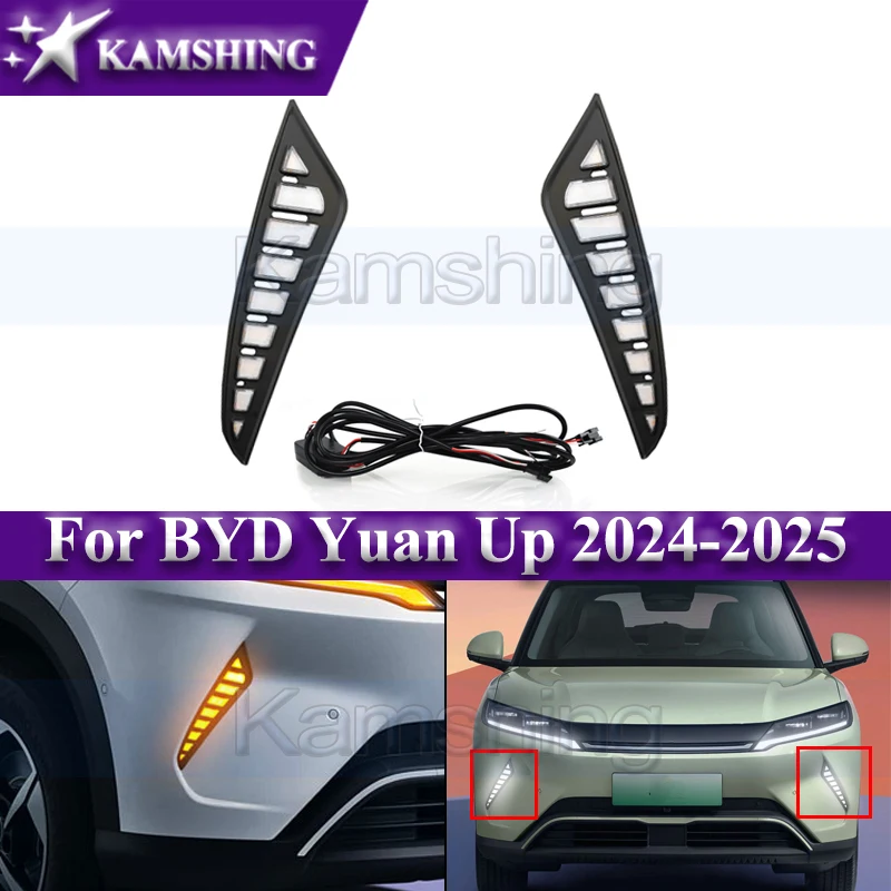 

Kamshing 1pair LED Daytime Running Light For BYD Yuan UP 2024-2025 DRL Day Light Foglamp Fog lamp Turn Signal Light