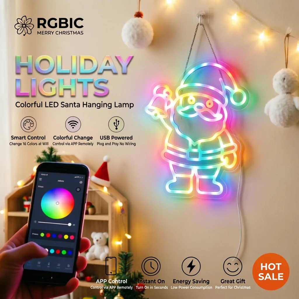 Christmas Decorations for Home, Smart Neon Light Sign, APP Control with Timer, for Bedroom & Party Photography