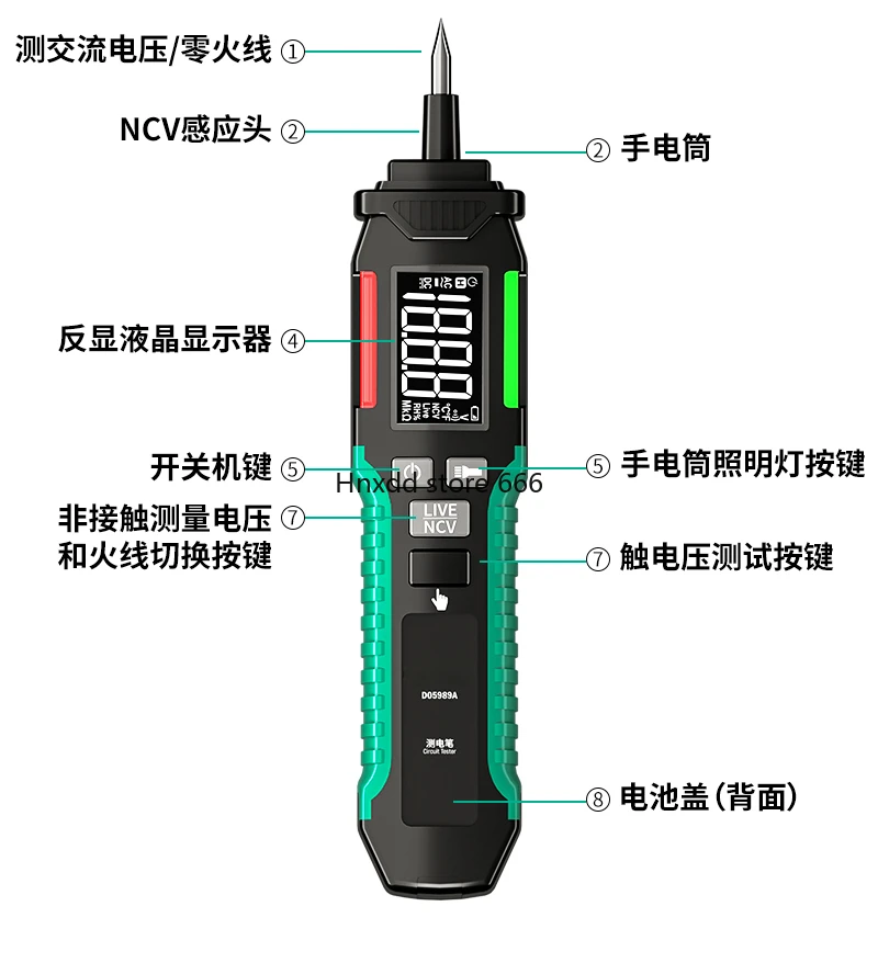 Akıllı indüksiyon dijital ekran test cihazı kalem sıfır canlı hat voltaj ölçümü açık ve kapalı çok fonksiyonlu