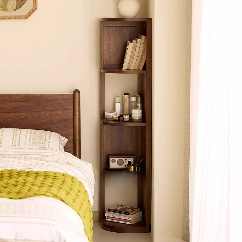 

North American black walnut corner rack Solid wood floor-to-ceiling living room corner rack Bedroom corner cabinet Triangular