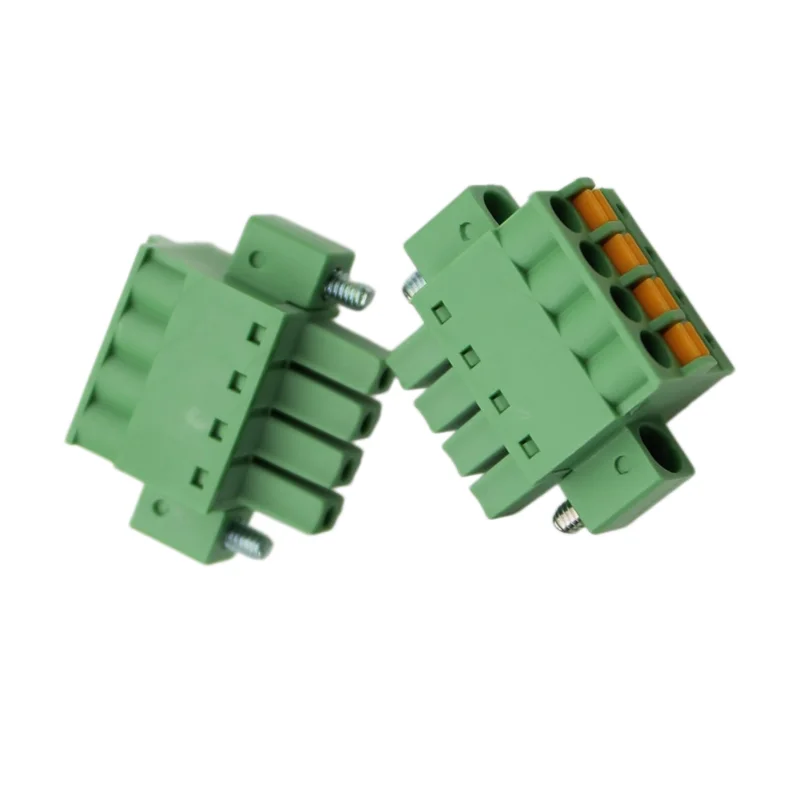 3.81mm Pitch 15EDGKDM 15EDGVM 15EDGRM Spring Pluggable PCB Terminal Block With Flange Ear Mating Connector