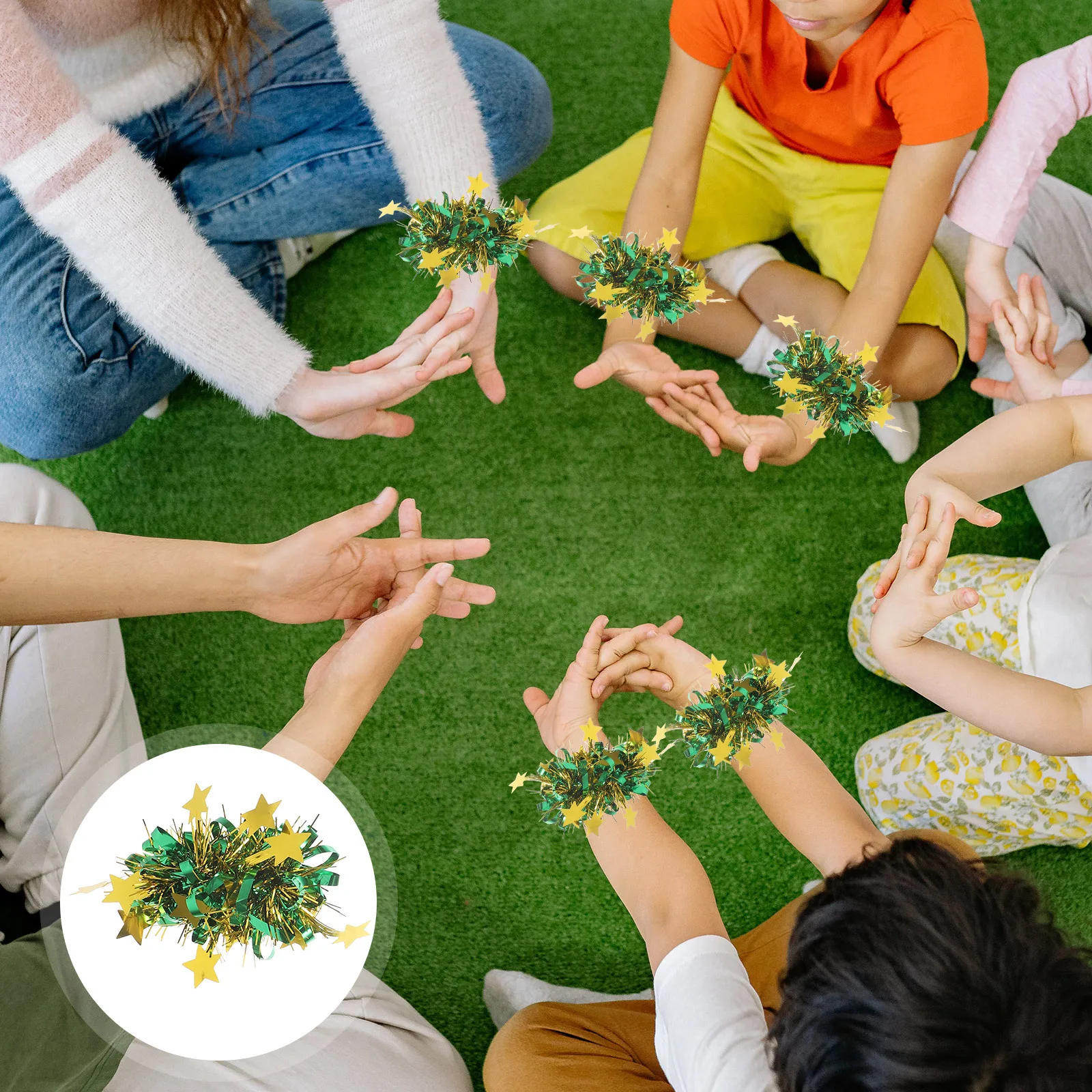 6 個の子供用チアリーダーポンポン明るいコンパクトなパフォーマンス小道具応援チーム用品ファン