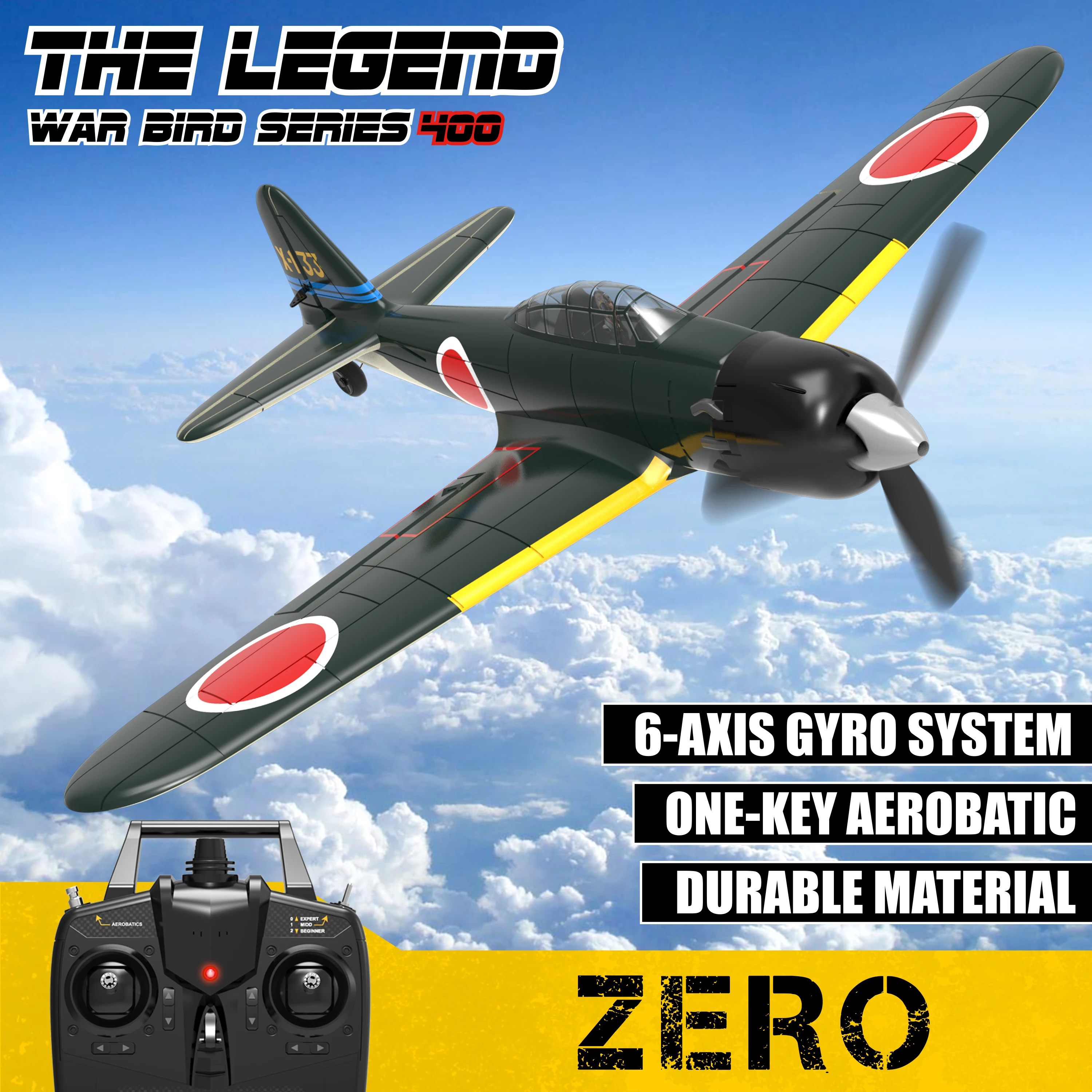 VOLANTEXRC RC Plane 400mm Zero/P51 Mustang /BF109/Spitfire RTF Airplane with Xpilot Stabilization System One Key Aerobatic