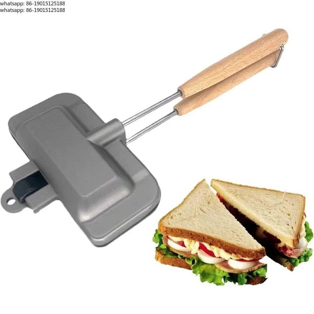 Double Surface Non-stick Sandwich with Removable Handle for Breakfast Pancakes Roasted Omelettes Outdoor Grill Pan