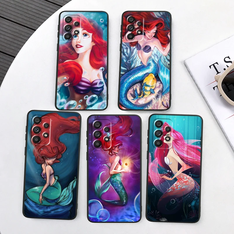 Disney The Little Mermaid For Samsung A53 A52 A33 A32 A51 A71 A21S A13 A73 A55 A22 A23 A35 A72 A54 A12 5G Black Back Phone Case