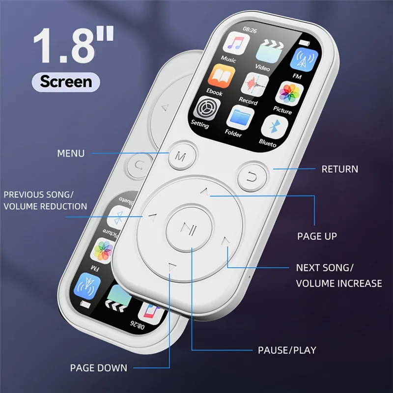 MP3 Player Sports Mini MP3 Bluetooth 5.4 With Screen Video Music Player Support FM Radio