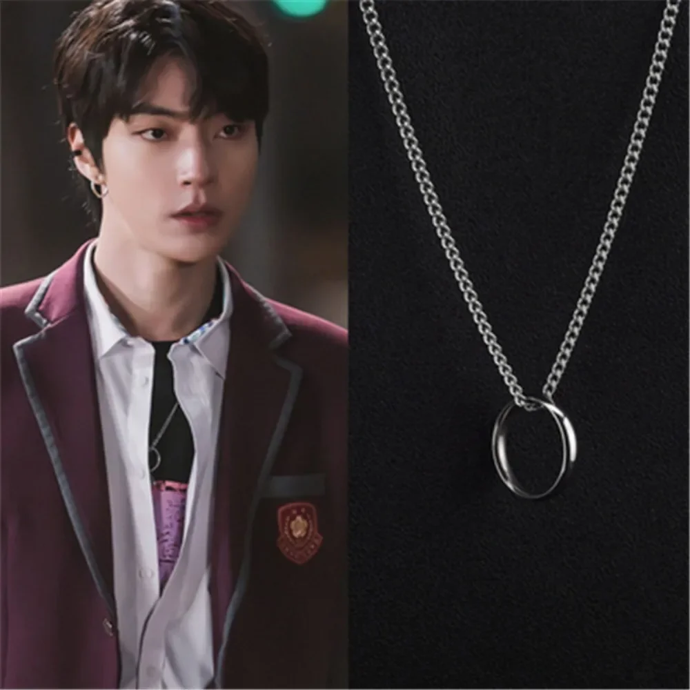 Korean Drama Same Necklace New Fashion Round Temperament Elegant Pendant Necklace Creative Trend Retro Delicate Necklace Pendant