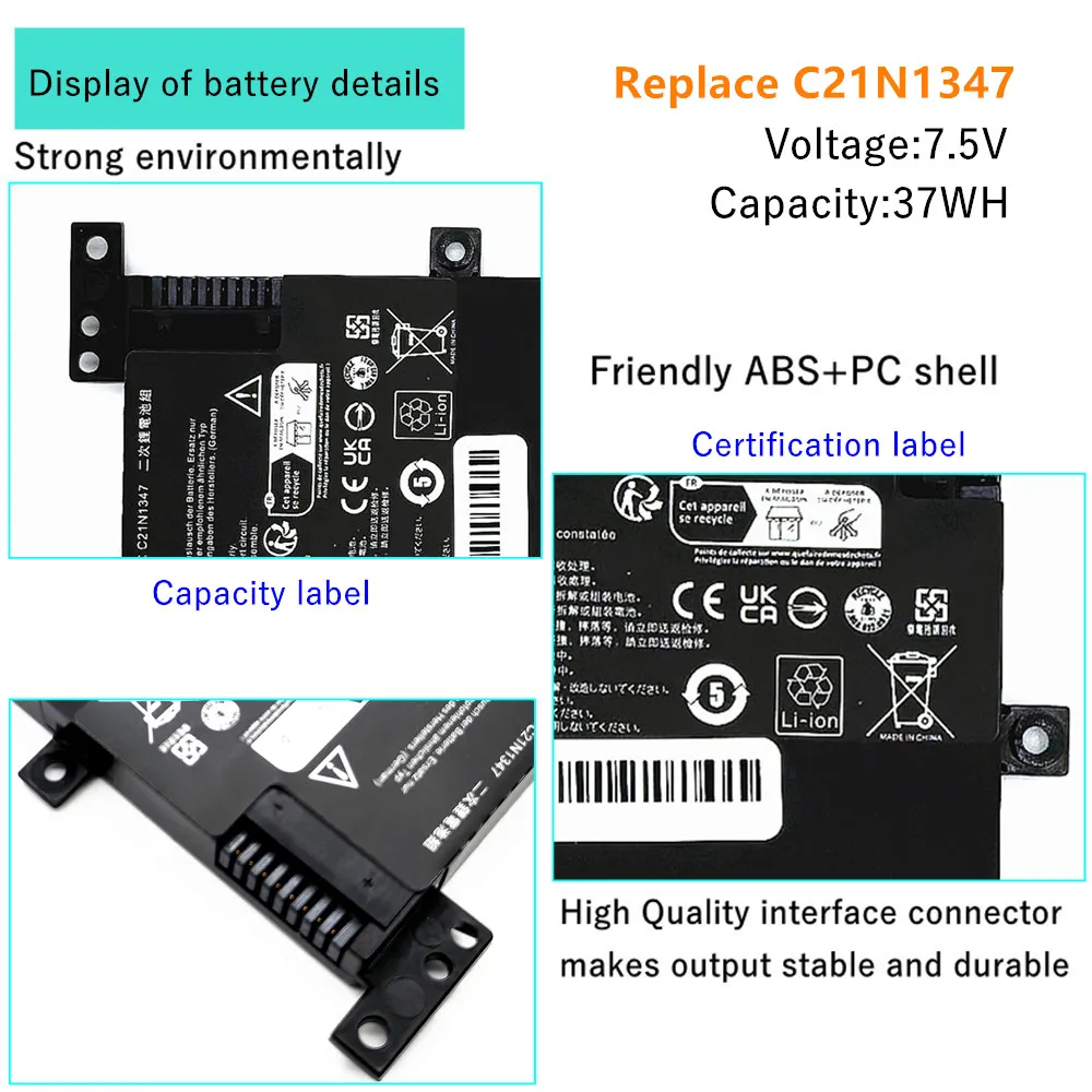 X555 Laptop Battery For ASUS C21N1347 F555L X555LA A555 X555LD A555L F554 F554L F555 Y583 K555 Y583L K555LD R556 R556L VM510