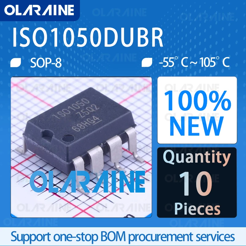 

10Pcs ISO1050DUBR 100%New Original SOP-8 Interface digital isolators Data rate 1Mb/s Insulation voltage 2500 Vrms IC chipcircuit