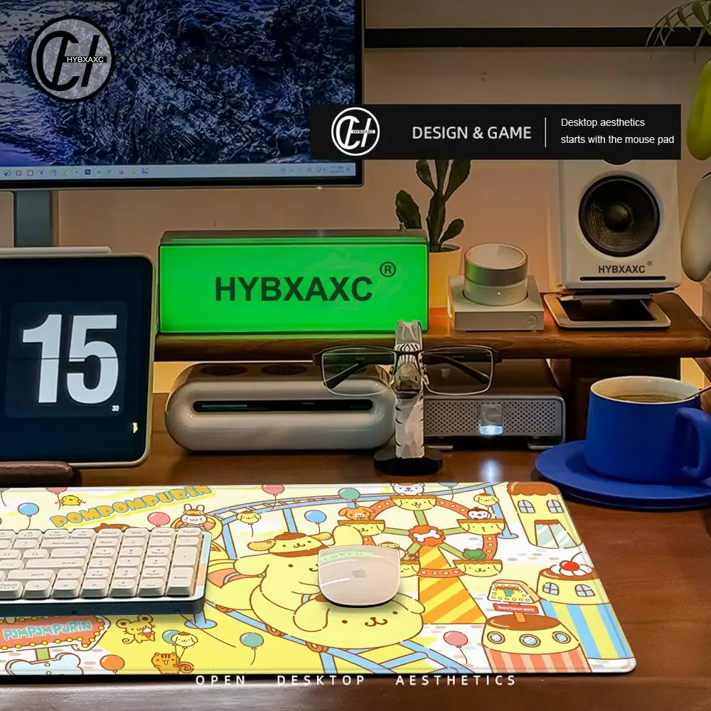 Sanrio Pompom Purin Mousepad HD Printing Computer Gamers Locking Edge Non-slip Mouse Pad XXL90x40cm Keyboard PC Desk Pad