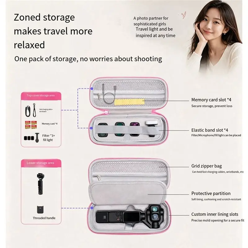 Y45A-Storage Bag For DJI Osmo Pocket 4Pro Portable Handbag Anti-Scratch Protective Box For Pocket 4P Camera Storage