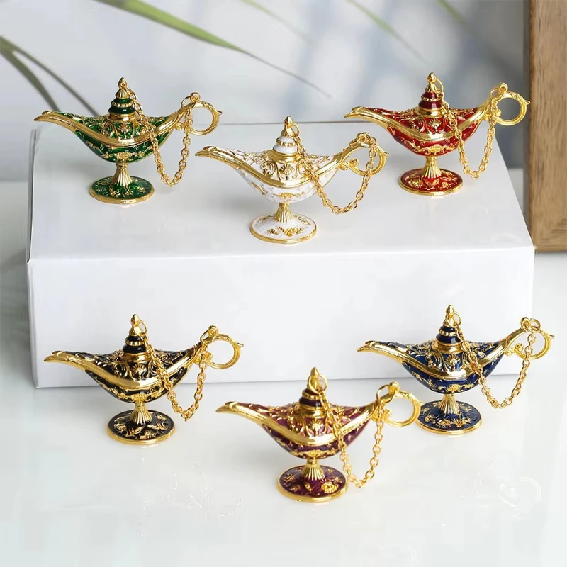 Lámpara Mágica de Aladdín Estilo Palacio, Mini Estatua Vintage para Decoración de Bodas, Fiestas, Hogar, Sala de Estar, Escritorio