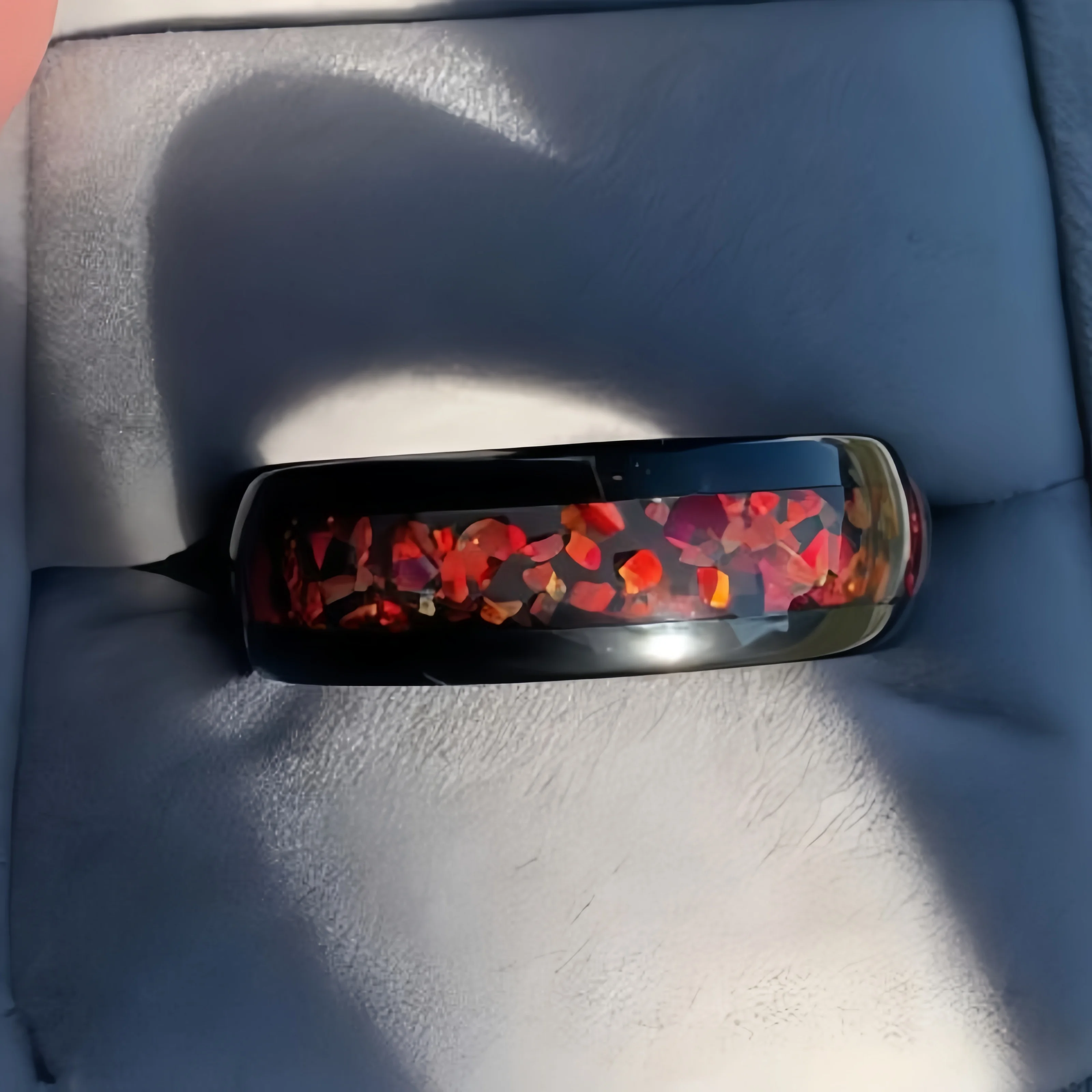 

Black Red Star Artificial Opal Ring Polished Dome Shaped Stainless Steel Rings Comfort To Wear Holiday Surprise Gift