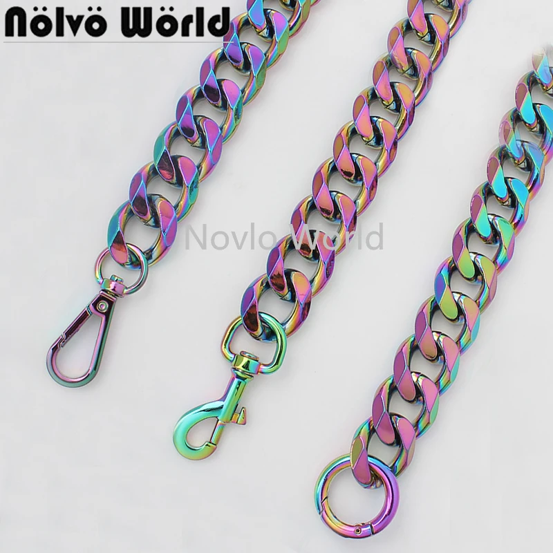 1-5 pieces rainbow 30-120cm 4 clasps 22mm oversize Curb Light Weight Alumium Material Fashion Girl Bag Shoulder Chain Handles