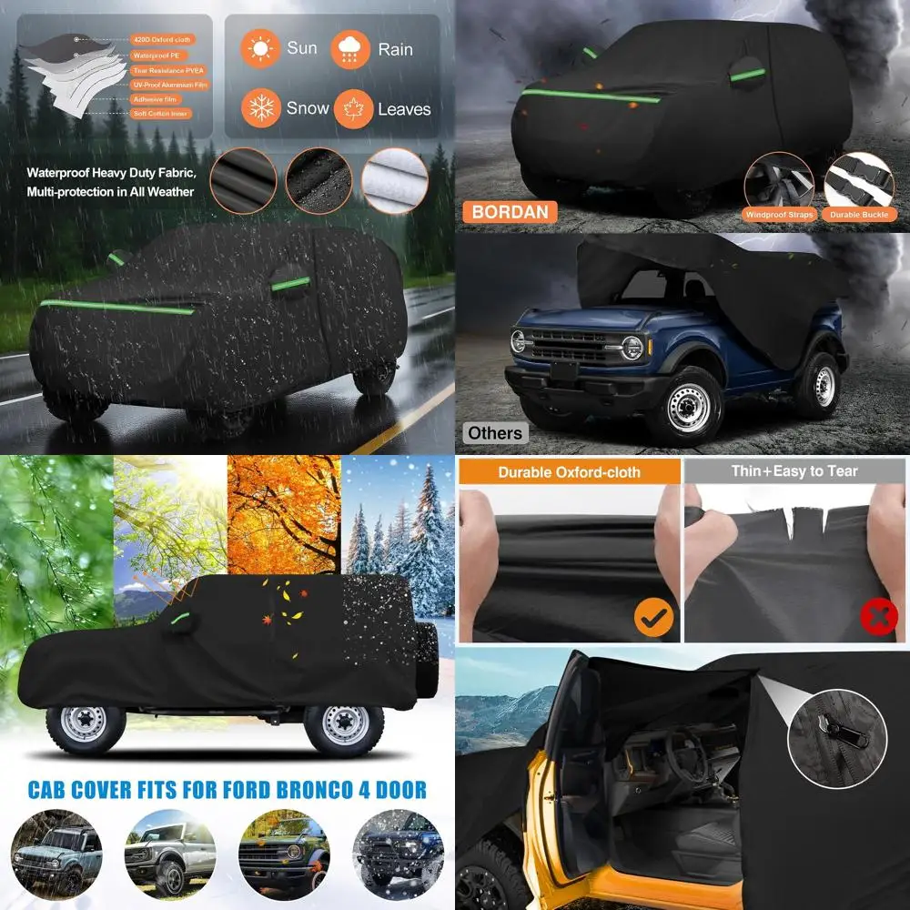 

6-слойный водонепроницаемый чехол для внедорожника с 4 дверями, полный чехол для автомобиля с молниями на дверях, светоотражающая защита от солнца, дождя, пыли.