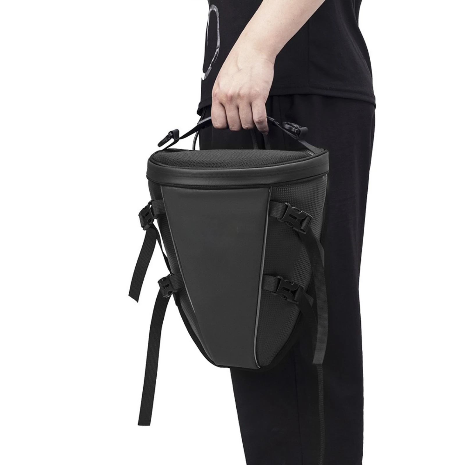Hanging Motorcycle Bag Adjustable Straps Motorcycle Saddlebag Waterproof Side Bag Buckle Fasteners Riding Accessory Zippered Top