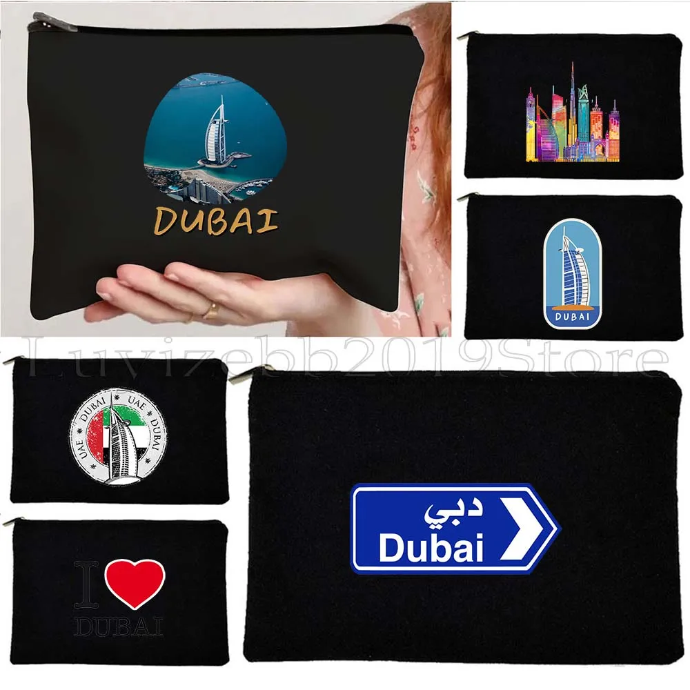Dubai Vereinigte Arabische Emirate Burj Khalifa Wolkenkratzer Sheikh Mohamed Canvas Kosmetik Make-up Toilettentasche Federmäppchen Reißverschlusstasche