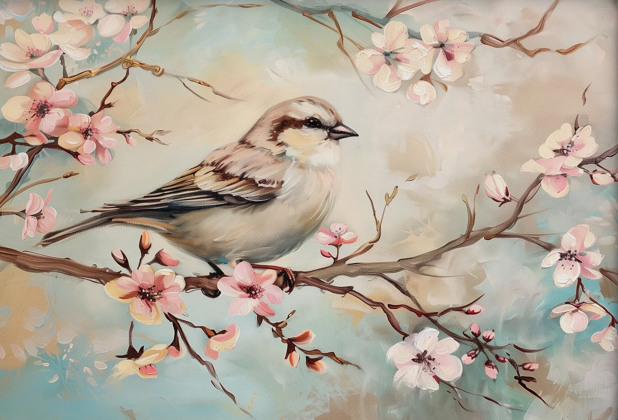 2026 new Vintage Neutral Farmhouse Bird Flower Poster Nature Animal Ornithology Canvas Painting