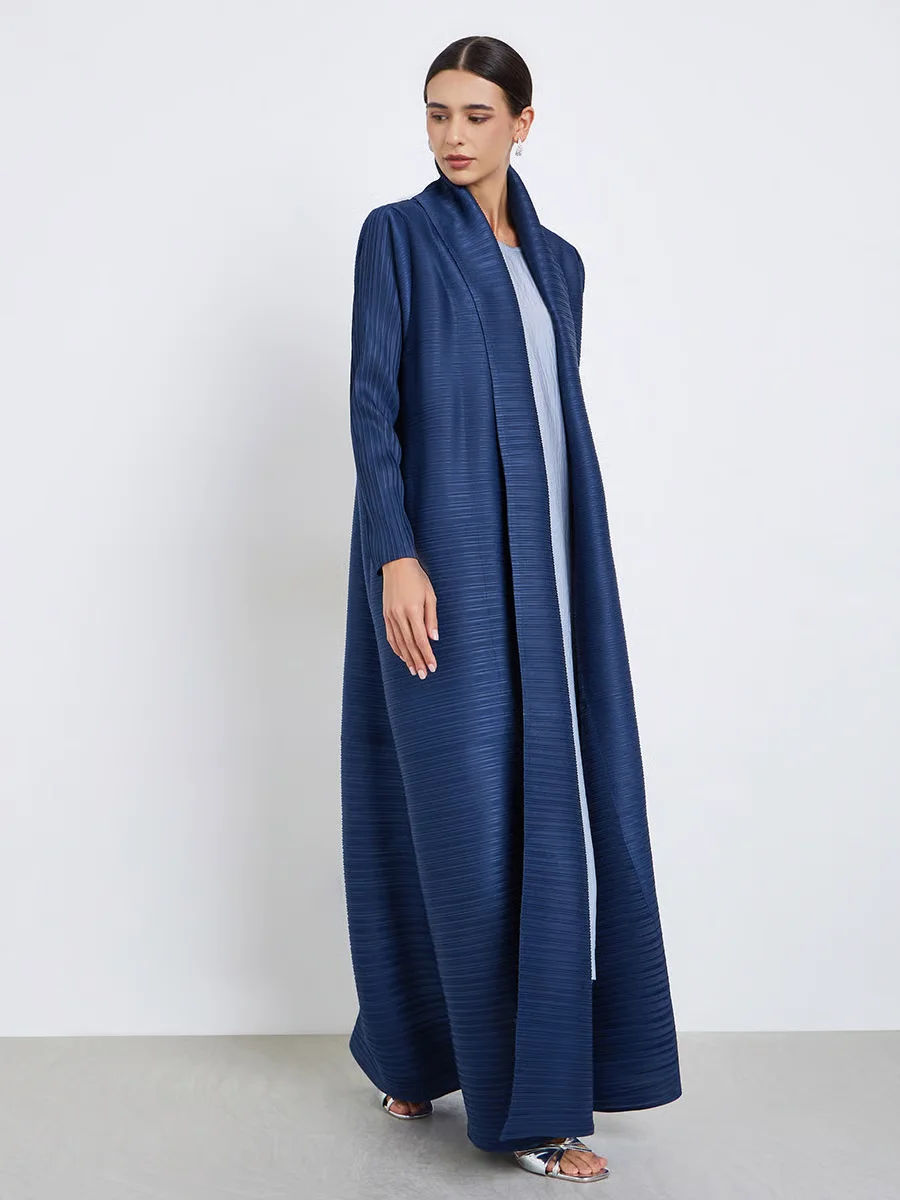GGHK Women Abaya Retro Printed Cardigan with Lace Up Design Loose Plus Size Luxurious Long Coat 2026 New Female Holiday Clothing
