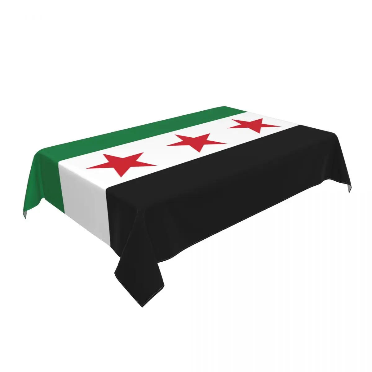 Rectangular Waterproof Syrian Arab Republic Three Red Star Syria Flag Tablecloth Backing Elastic Edge Table Covers Table Cloth