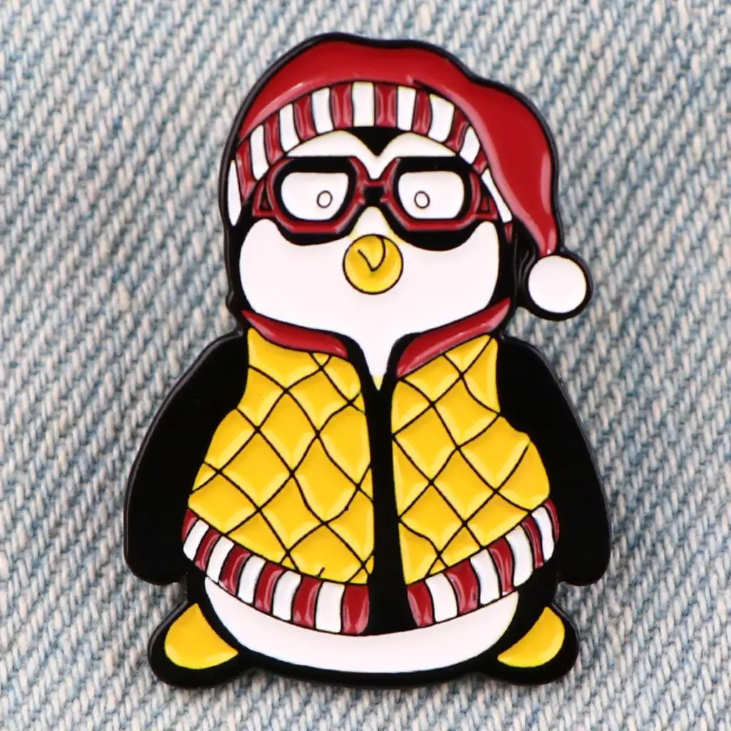 Pin kartun Pinguin untuk ransel Pin kerah lencana lucu pada pakaian Pin Enamel aksesori perhiasan bros untuk hadiah tas kantor