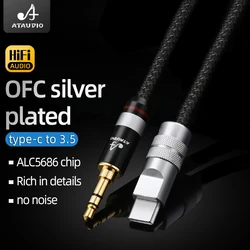 ATAUDIO HIFI Usb Type C To 3.5mm Aux Audio Cable Headset Speaker Headphone Jack Adapter Car Aux