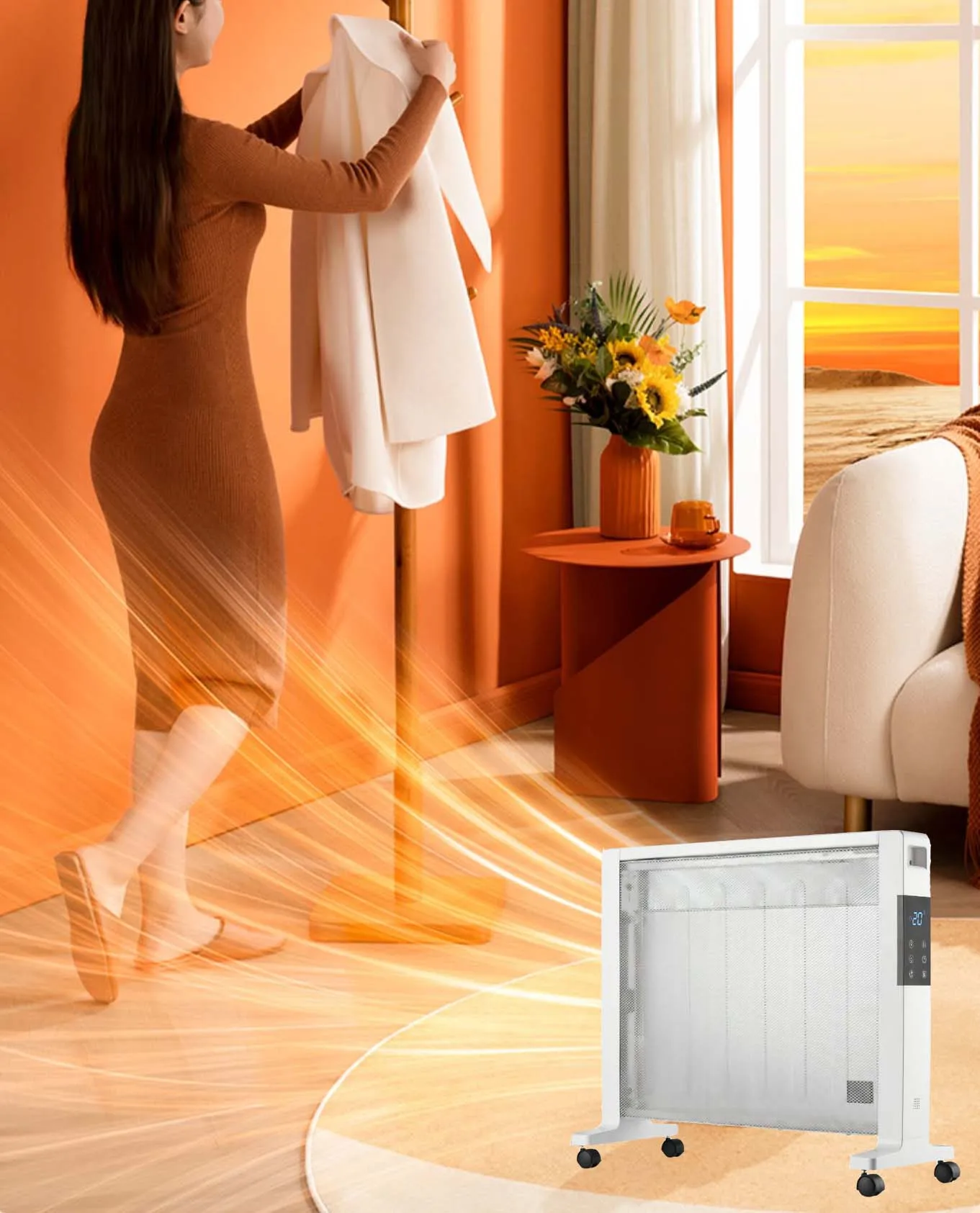 Smart Electric Convection Space  Heater with Mica Heating Far IR   Radiation Heating Panel 1500W 2000W