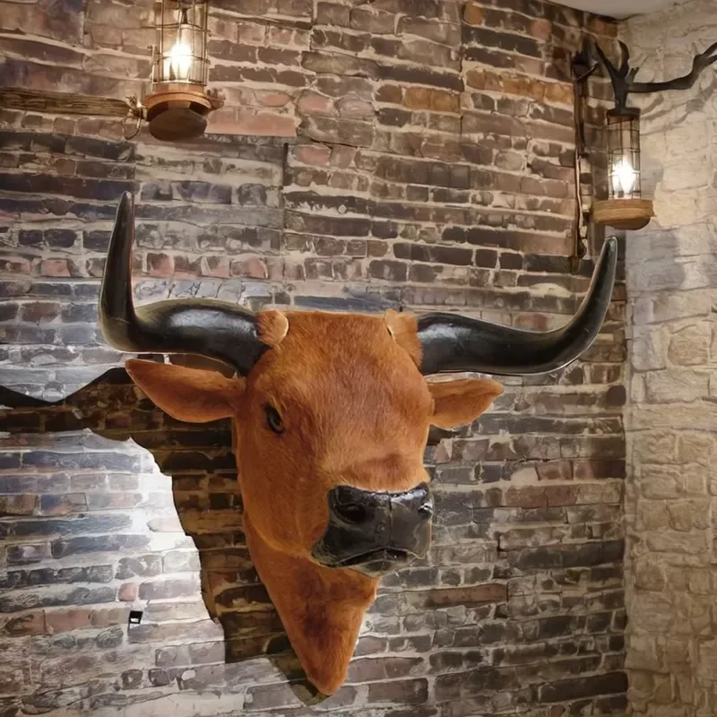 for Simulation Cow Head Wall Hanging Synthetic Fur Modern Home Decor Living Room Bar Christmas Gift Custom Size Color Art